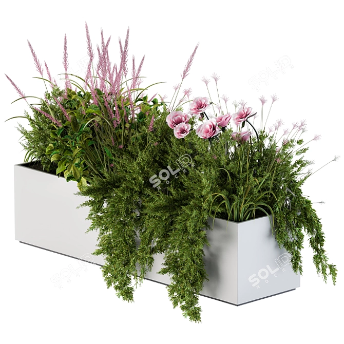 Window Flower Box in Pink 3D model image 1