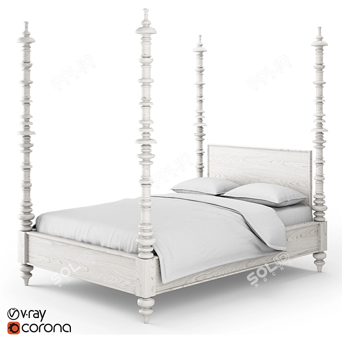 Elegance Defined: Restoration Hardware Zoe Bed 3D model image 1