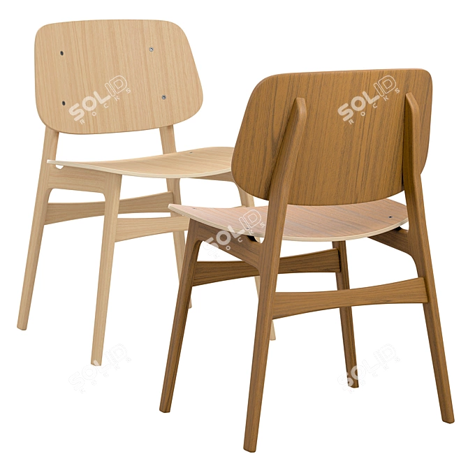 Soborg Chair: Elegant Wood Design 3D model image 1