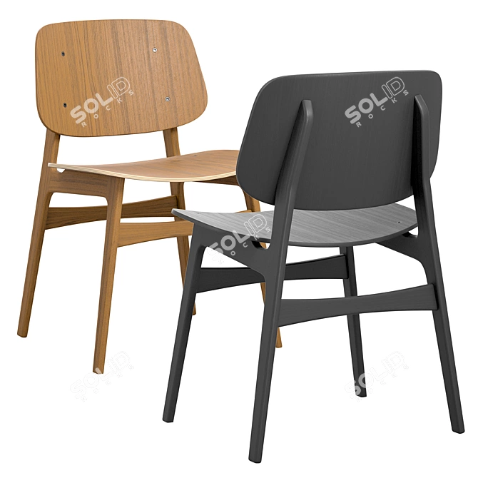 Soborg Chair: Elegant Wood Design 3D model image 2