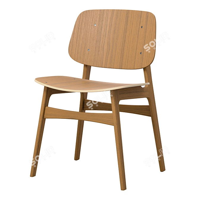 Soborg Chair: Elegant Wood Design 3D model image 3