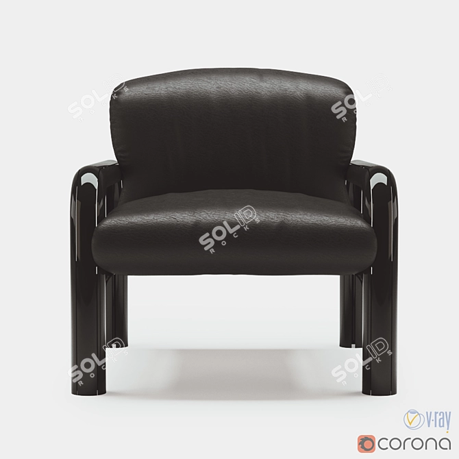Sleek Gae Aulenti Leather Armchairs 3D model image 3