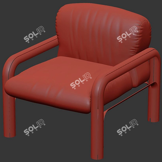 Sleek Gae Aulenti Leather Armchairs 3D model image 4