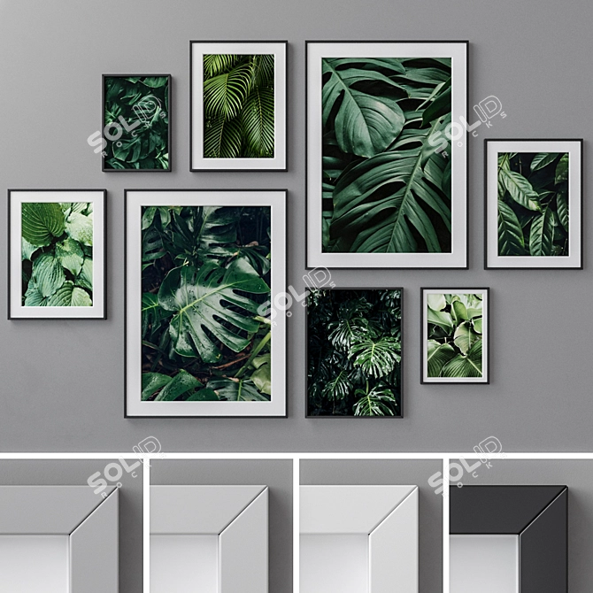 Stylish Photo Frames Set 3D model image 1