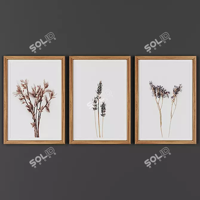 Wooden Frame Trio: Collection of 3 Pictures 3D model image 1