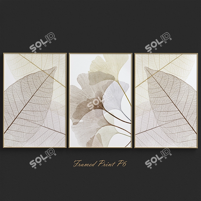 Minimalist Skeleton Leaves Framed Print 3D model image 1