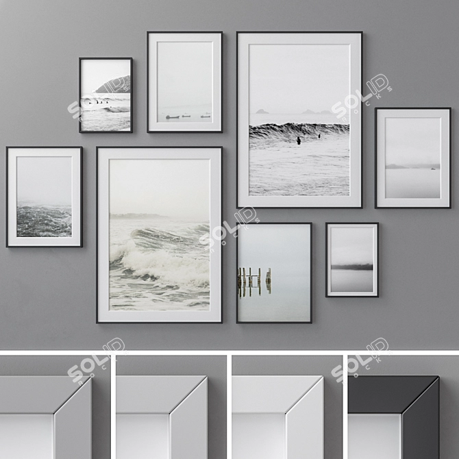 Elegant Photo Frames Set 3D model image 1