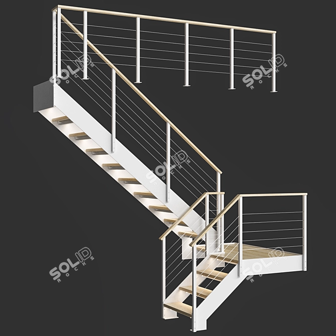 Title: Loft-Style White Staircase 3D model image 1