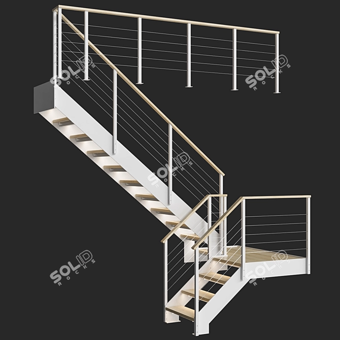 Title: Loft-Style White Staircase 3D model image 5