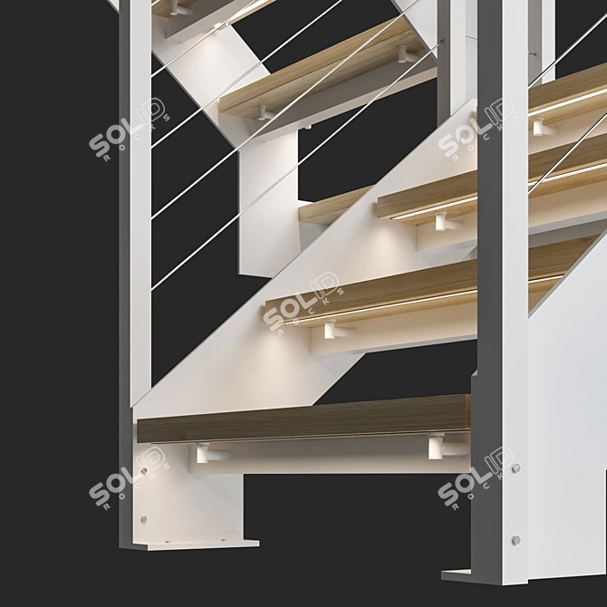 Title: Loft-Style White Staircase 3D model image 6