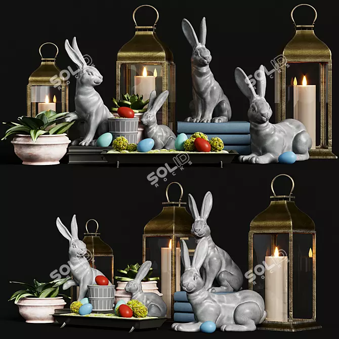 Essex Bunny Pottery Barn Decor Set 3D model image 1