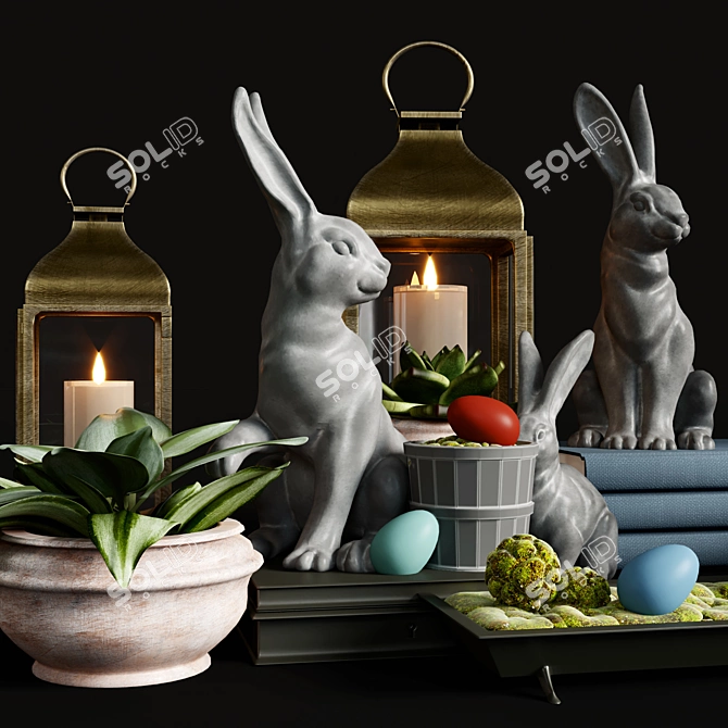 Essex Bunny Pottery Barn Decor Set 3D model image 2