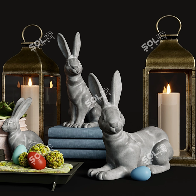 Essex Bunny Pottery Barn Decor Set 3D model image 3