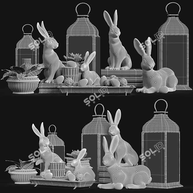 Essex Bunny Pottery Barn Decor Set 3D model image 4