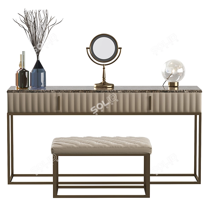 Handcrafted Italian Wood Console 3D model image 3