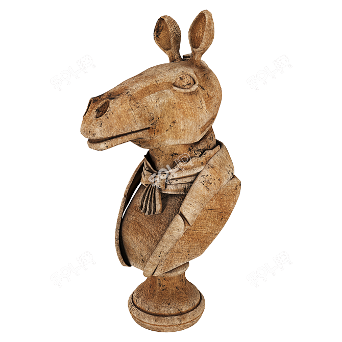 Elegant Wooden Horse Sculpture 3D model image 1