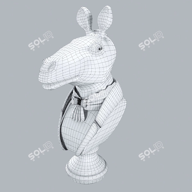 Elegant Wooden Horse Sculpture 3D model image 4