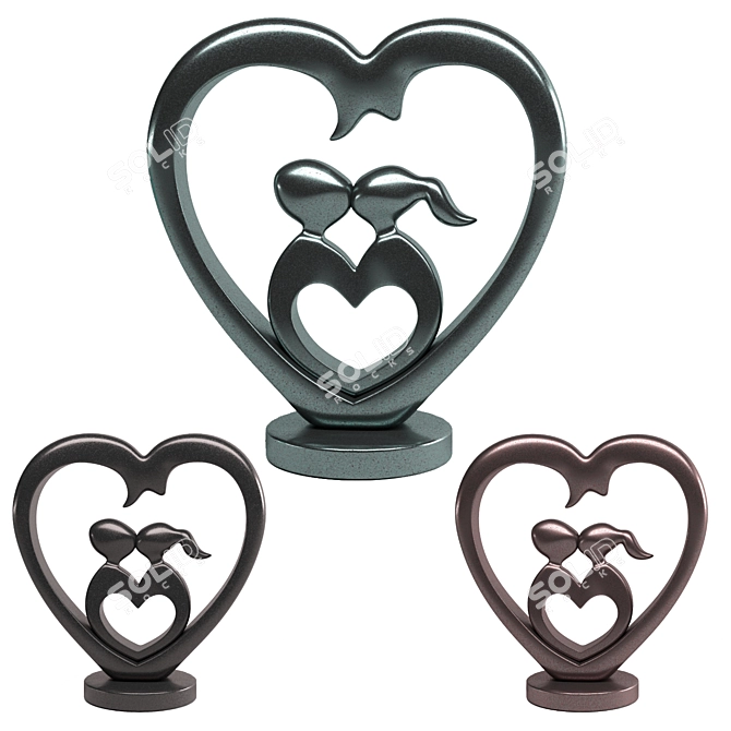 Romantic Iron Love Statue for Home Decor 3D model image 1