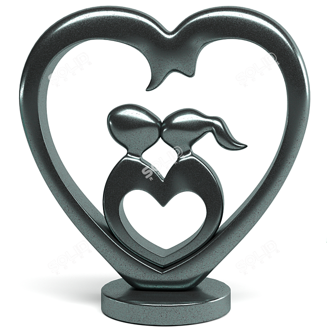 Romantic Iron Love Statue for Home Decor 3D model image 3