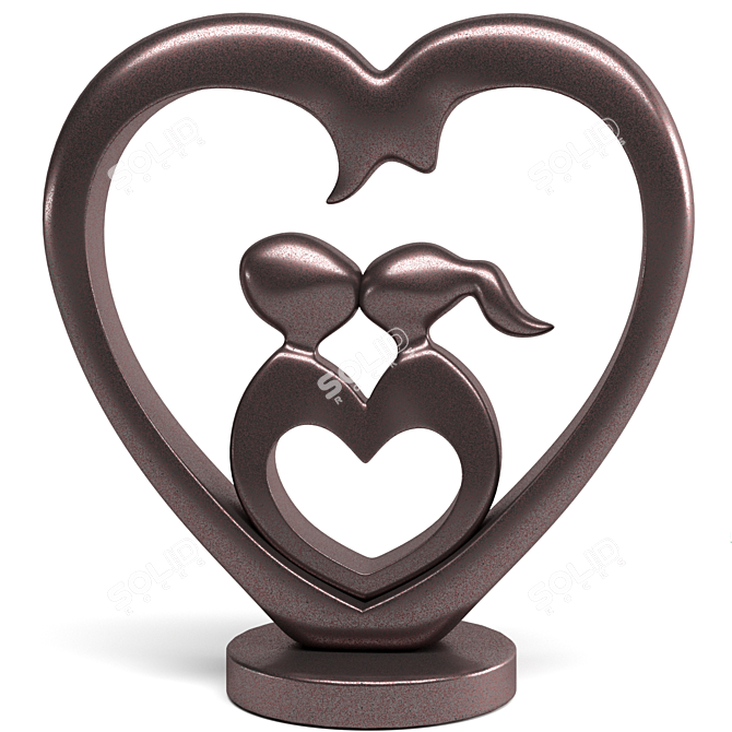 Romantic Iron Love Statue for Home Decor 3D model image 4