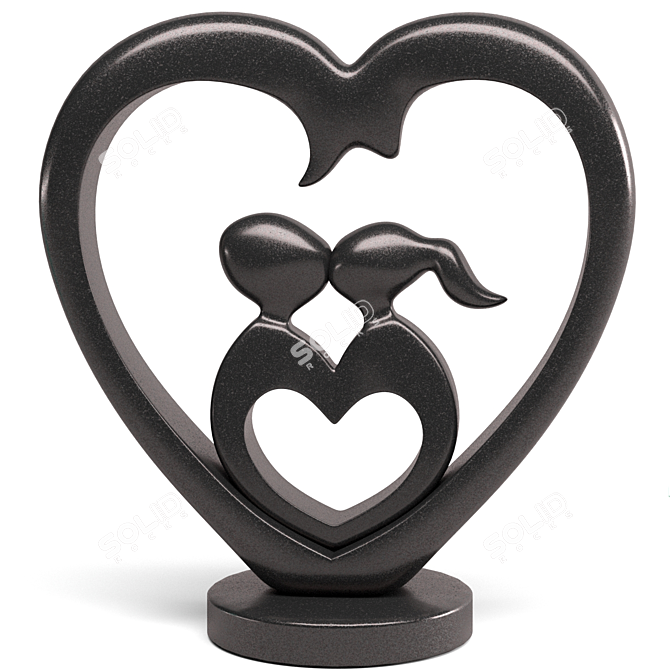 Romantic Iron Love Statue for Home Decor 3D model image 5