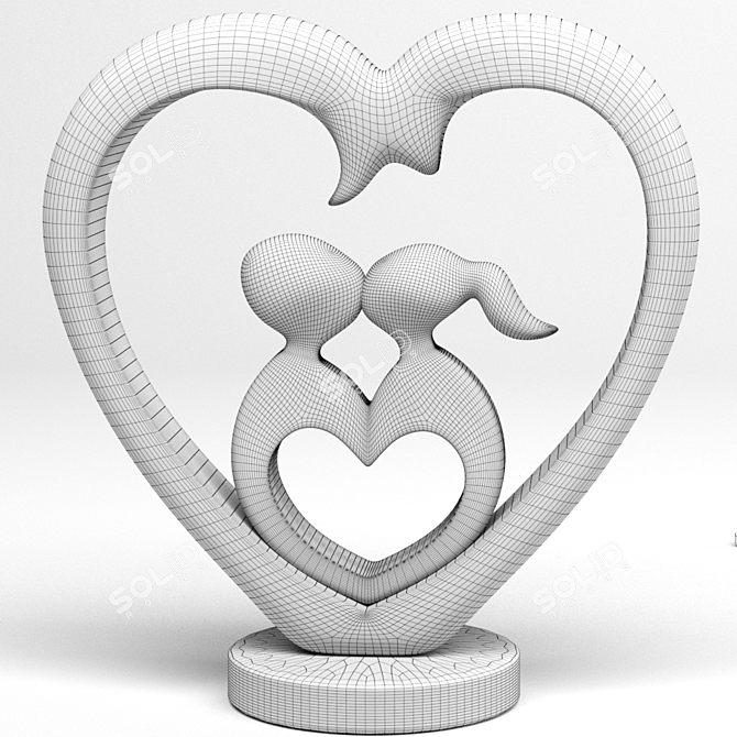 Romantic Iron Love Statue for Home Decor 3D model image 6