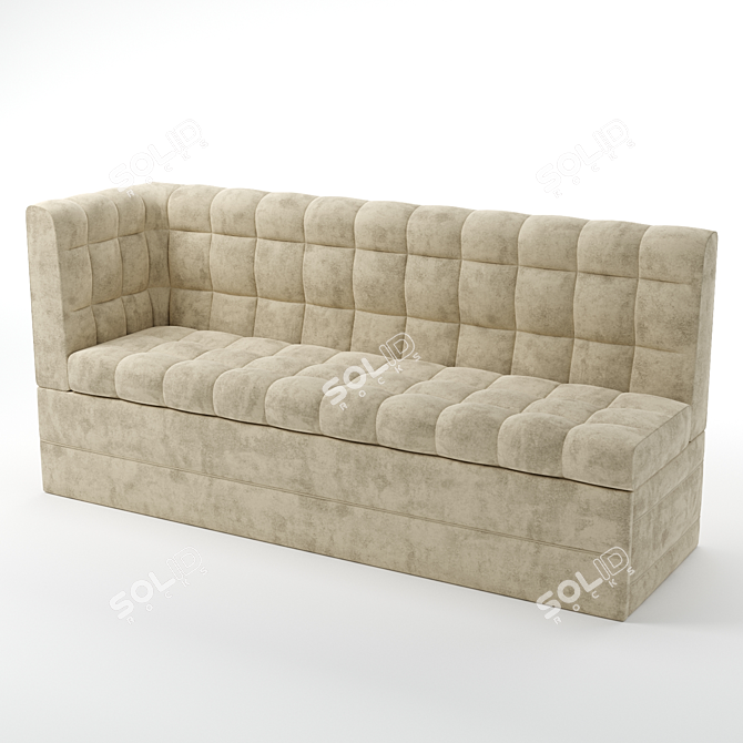 Green and Beige Velveteen Kitchen Corner Sofa 3D model image 2