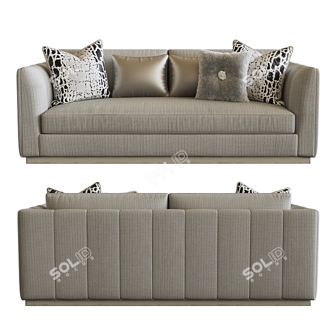 Paris Sofa: Antique Pewter Finish 3D model image 1