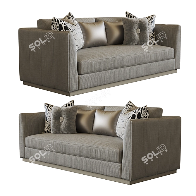 Paris Sofa: Antique Pewter Finish 3D model image 2