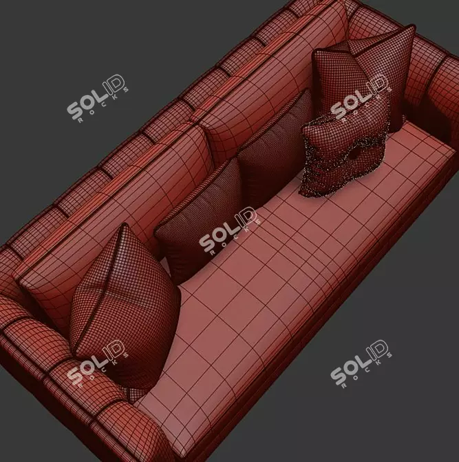 Paris Sofa: Antique Pewter Finish 3D model image 3