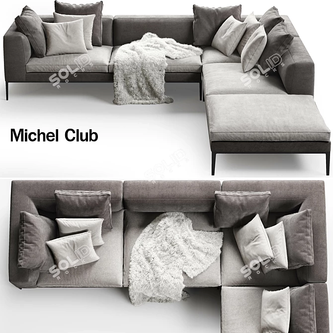 Modern Michel Club Corner Sofa 3D model image 2