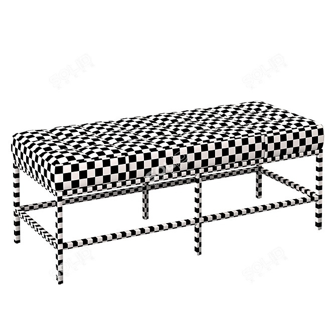 Contemporary Beckett Bench: Distressed Black Faux Leather 3D model image 3