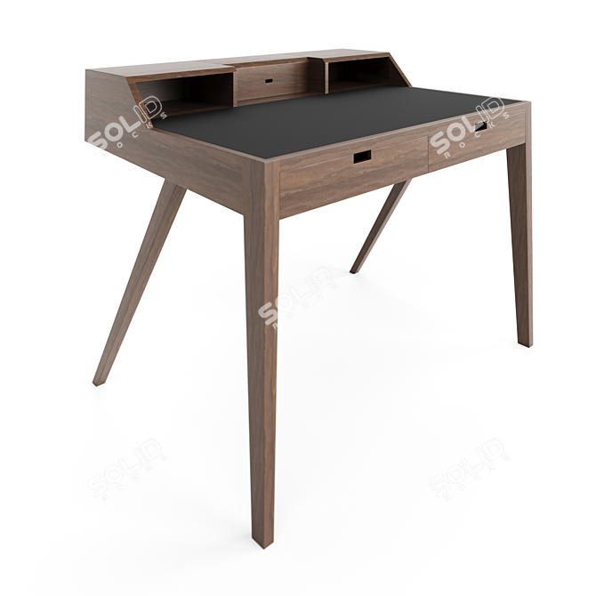 Luxurious Wooden and Leather Writing Desk 3D model image 1