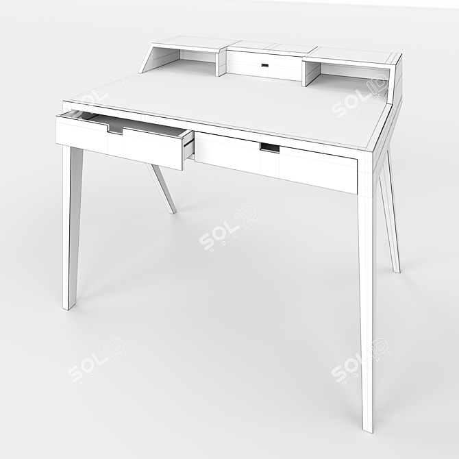 Luxurious Wooden and Leather Writing Desk 3D model image 3