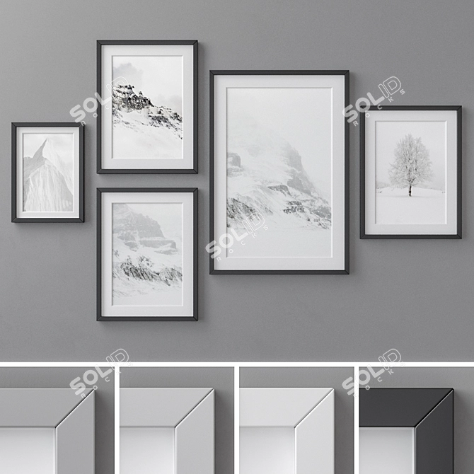 Title: 100-Piece Photo Frames Collection 3D model image 1