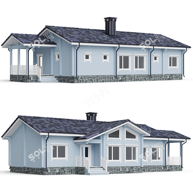 Cozy Log Cabin 3D model image 1