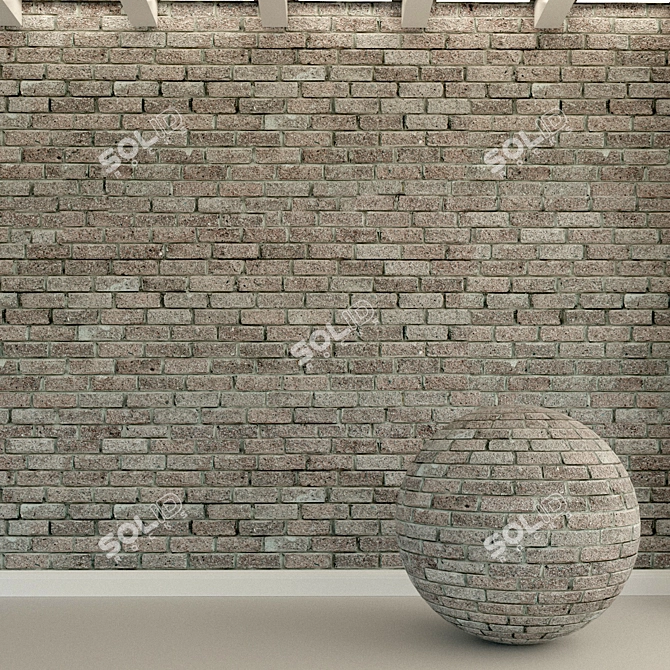 Vintage Brick Wall Texture 3D model image 1