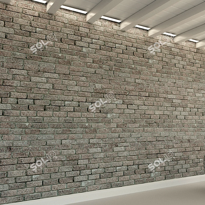 Vintage Brick Wall Texture 3D model image 2