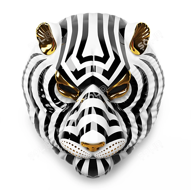 Title: Regal Tiger Mask: Handcrafted Elegance 3D model image 2