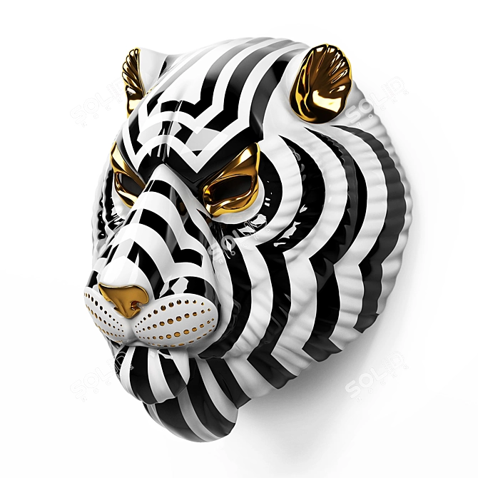 Title: Regal Tiger Mask: Handcrafted Elegance 3D model image 3