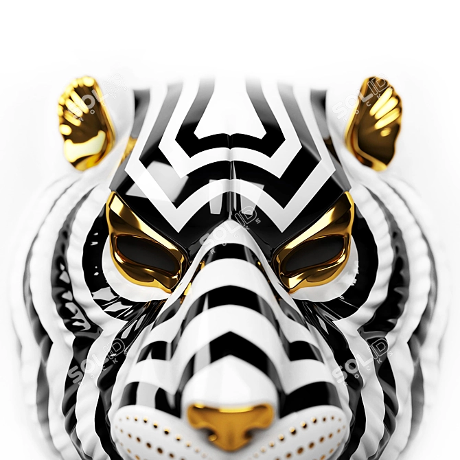 Title: Regal Tiger Mask: Handcrafted Elegance 3D model image 4