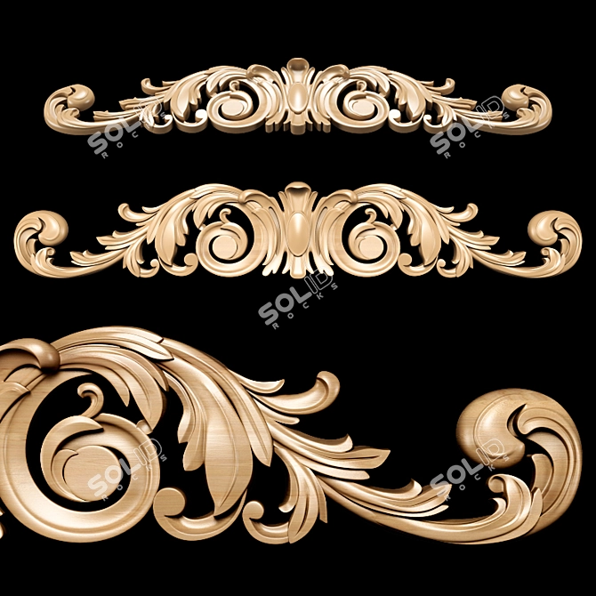 Classic Carving Trim: High-Quality 3D Model 3D model image 1