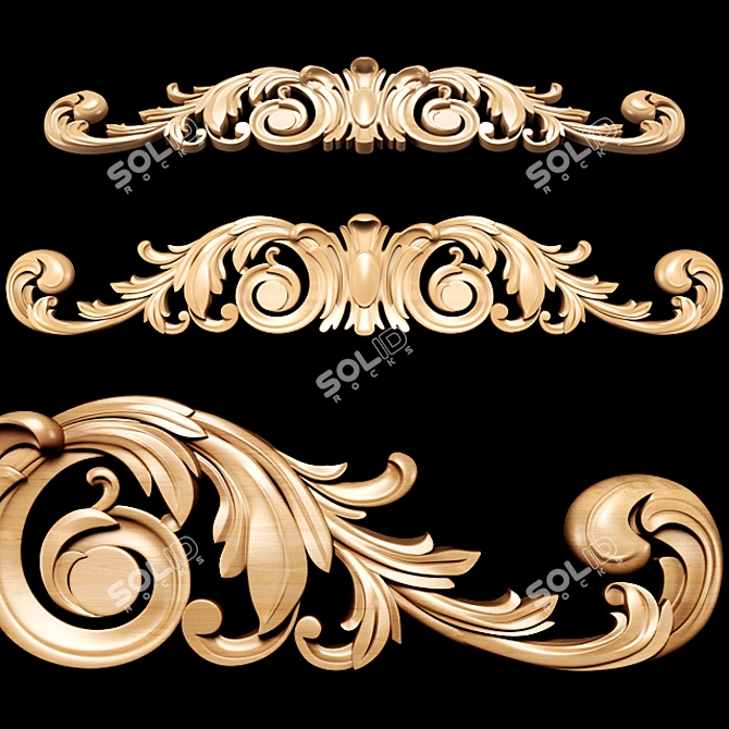 Classic Carving Trim: High-Quality 3D Model 3D model image 2