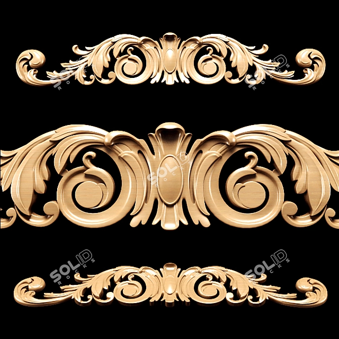 Classic Carving Trim: High-Quality 3D Model 3D model image 4