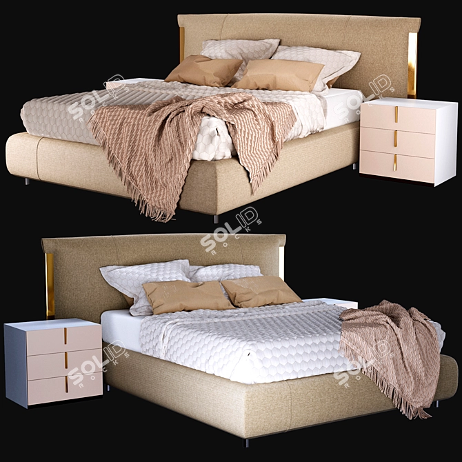 Amal Double Bed by FLou - 2600x2280x1200 3D model image 1