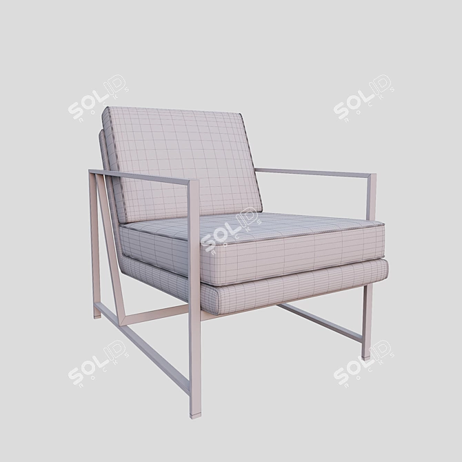 Luxury Brass & Leather Armchair 3D model image 4