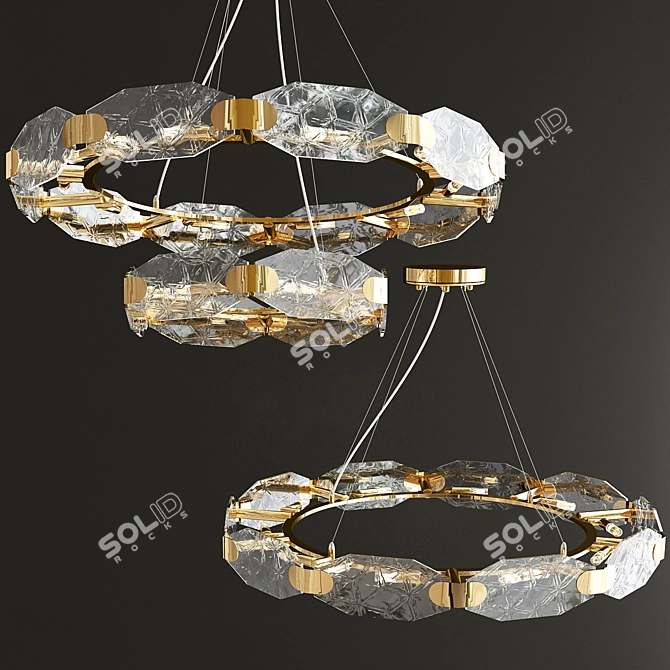 Elegant Alta Gold Metal and Glass Pendant 3D model image 1