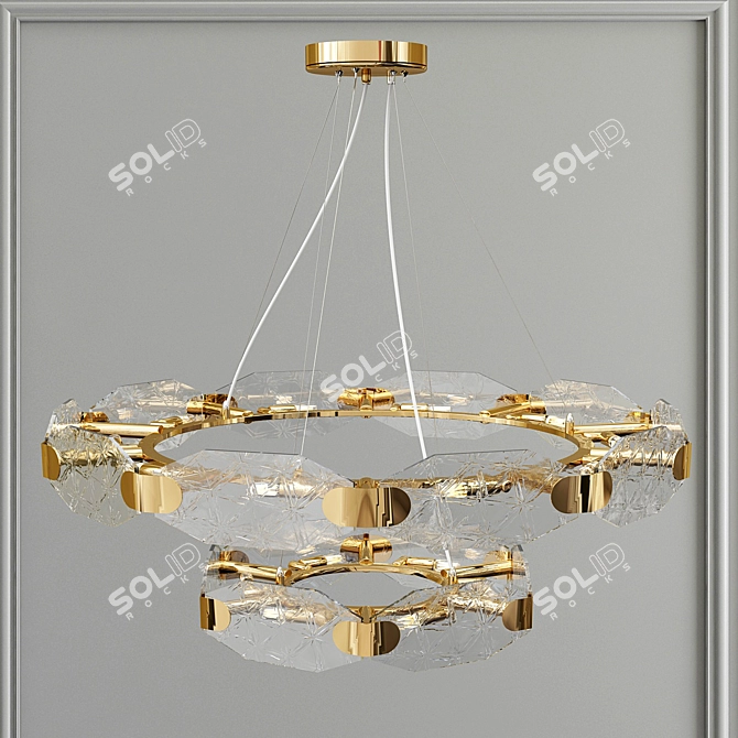 Elegant Alta Gold Metal and Glass Pendant 3D model image 2