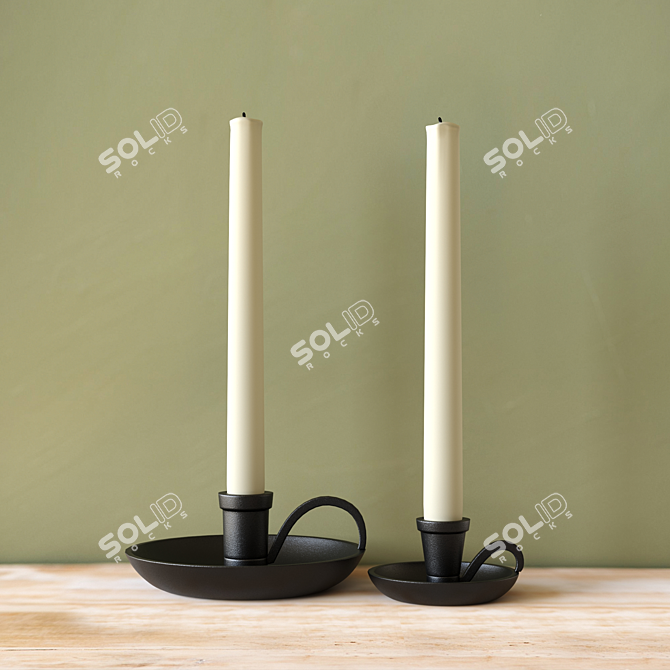 Archer Bronze Candlestick Holder - Elegant & Versatile 3D model image 1