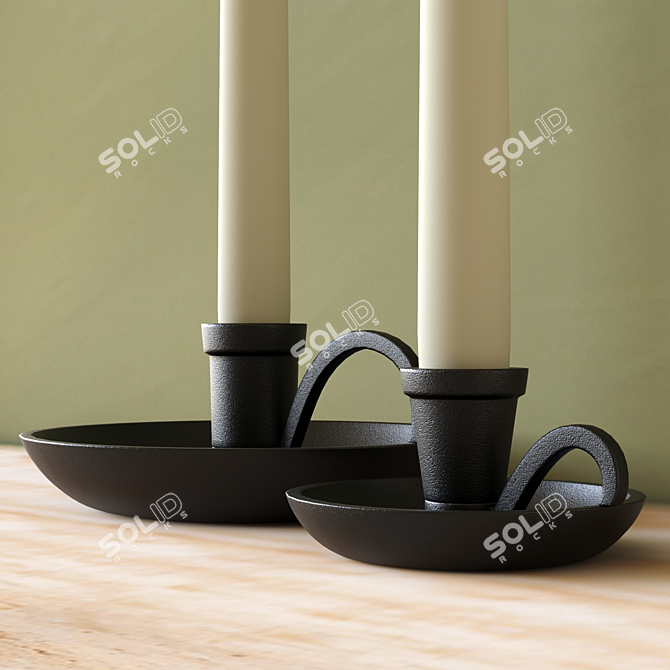 Archer Bronze Candlestick Holder - Elegant & Versatile 3D model image 2